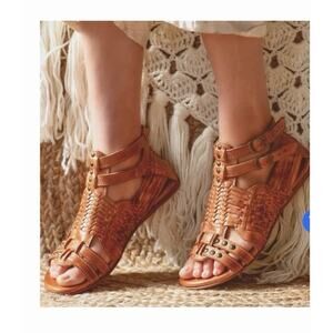 BED STU Claire III Sandals Womens Sz 10 Woven Distressed Leather Boho Gladiator